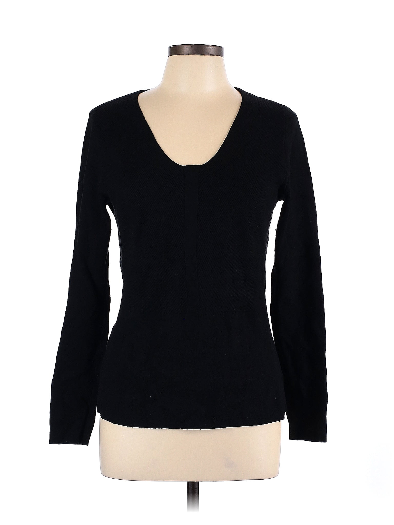 Ann Taylor Color Block Solid Black Pullover Sweater Size L 74 Off