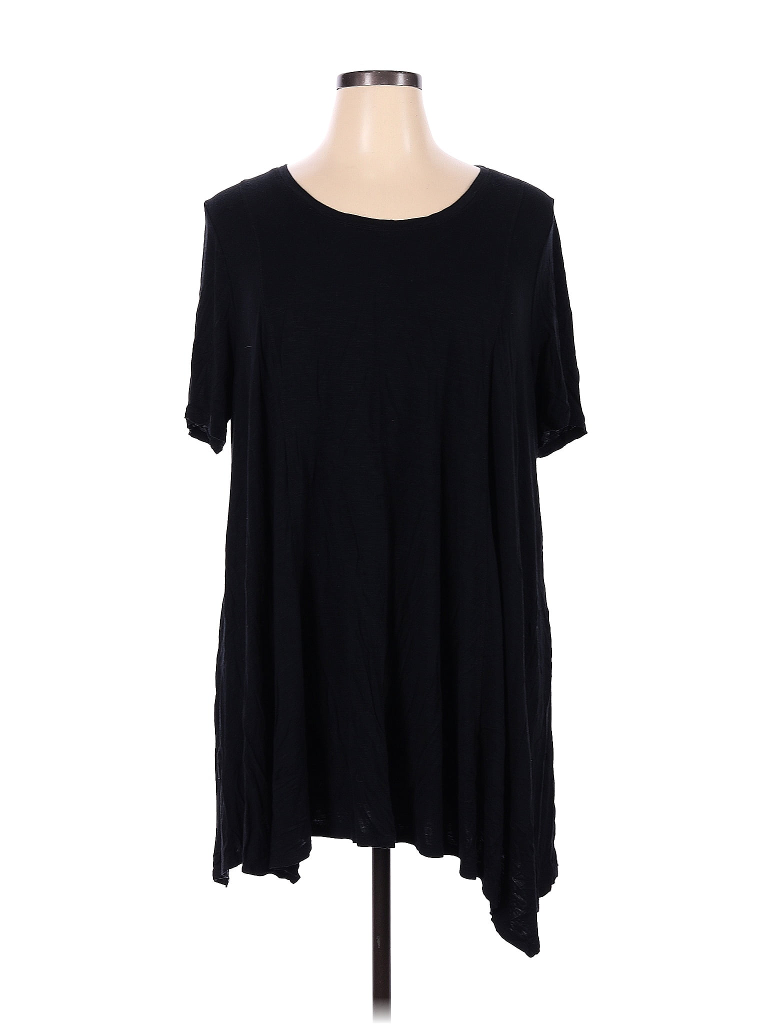 LOGO by Lori Goldstein Solid Black Short Sleeve Top Size 1X (Plus) - 58 ...