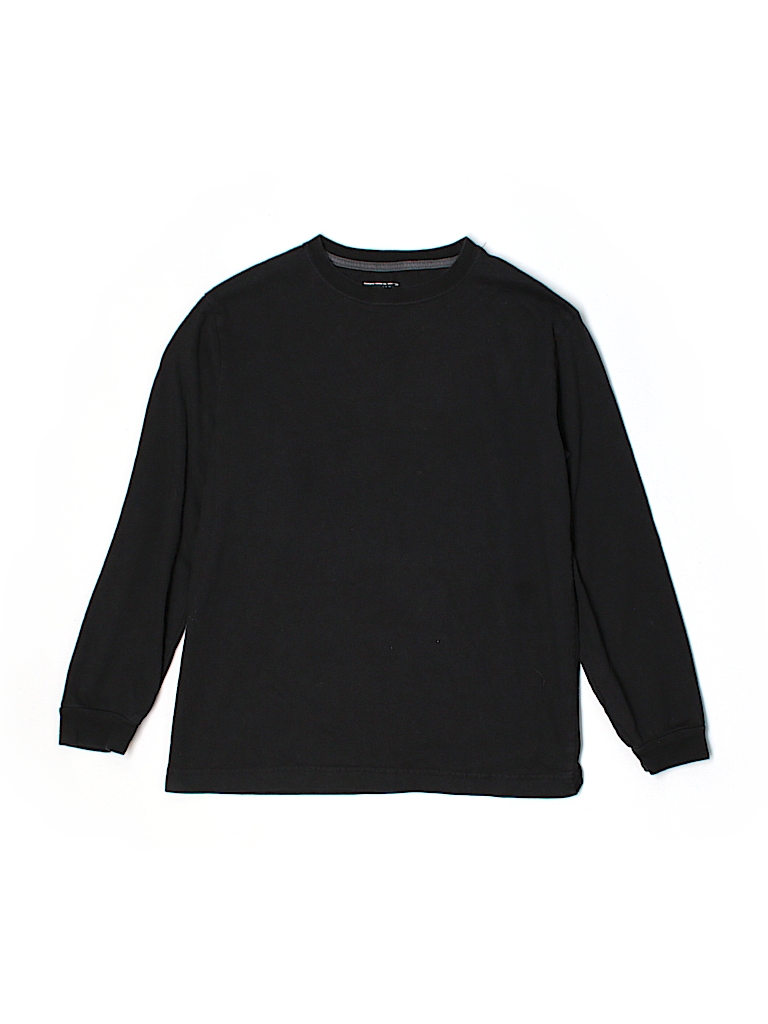 Old Navy 100% Cotton Solid Black Long Sleeve T-Shirt Size L (Youth ...