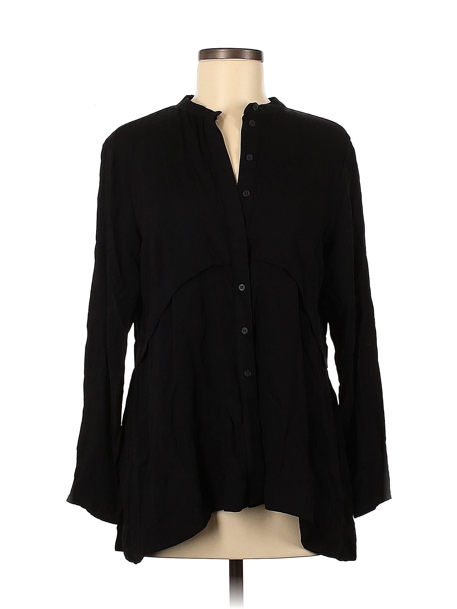 Topshop Black Long Sleeve Button Down Shirt Size 8 57 Off Thredup