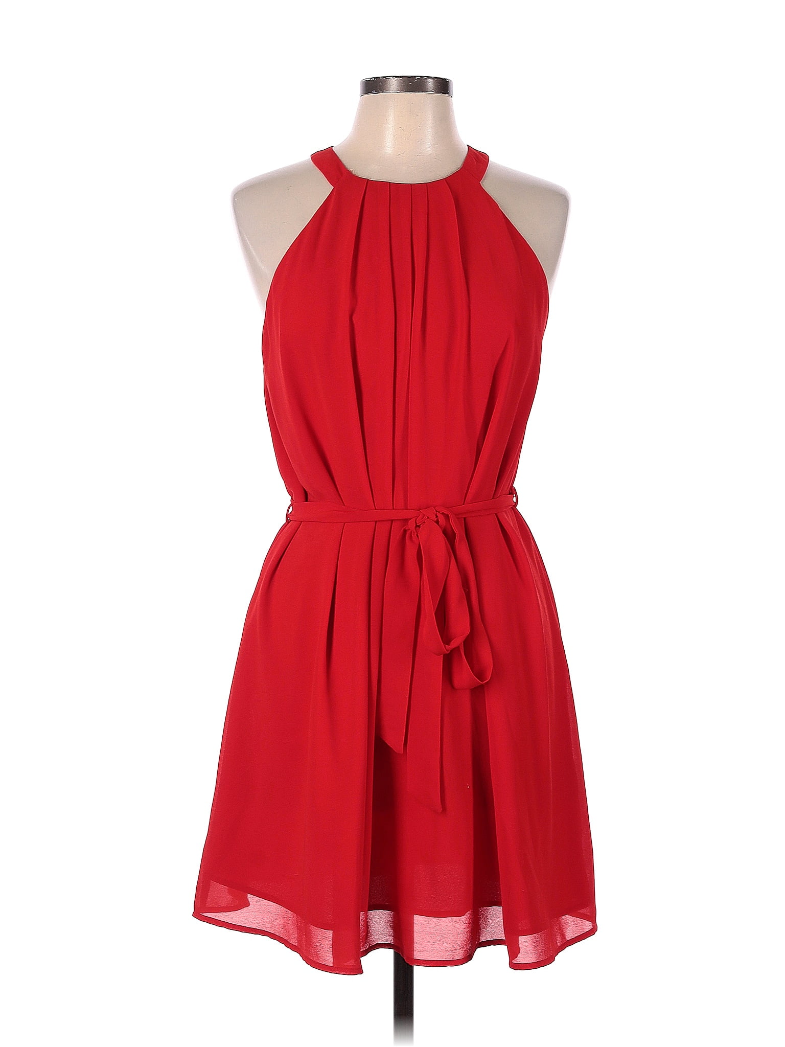 Unbranded 100 Polyester Solid Red Cocktail Dress Size L 59 Off