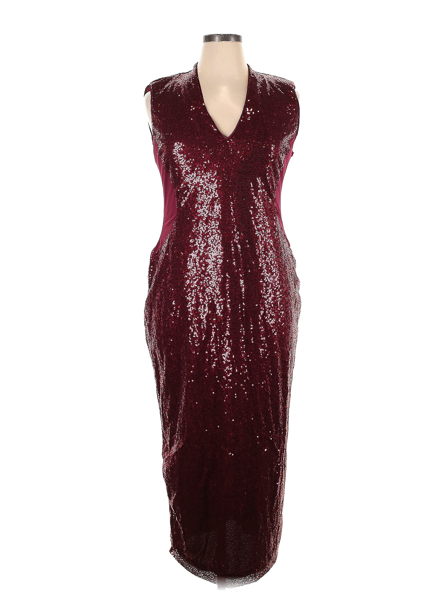 Karen Millen 100 Polyester Solid Maroon Burgundy Cocktail Dress Size