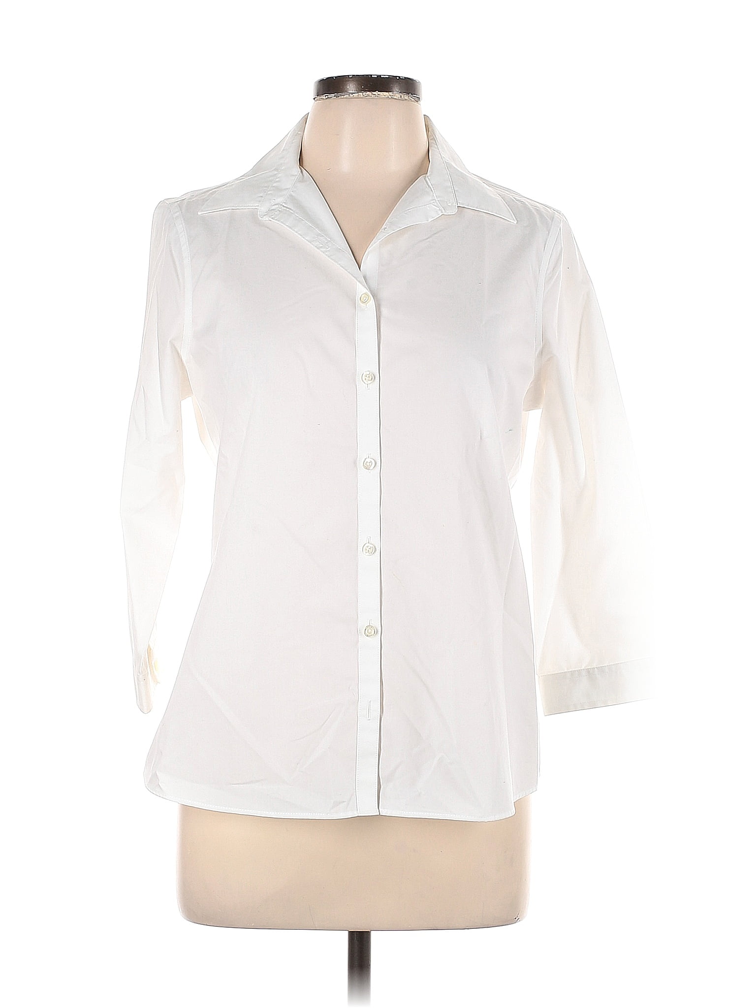 Lands' End 100% Baumwolle White Long Sleeve Button-Down Shirt Size 10 ...