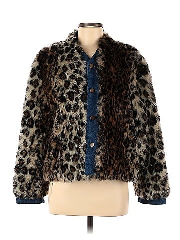 Harvey Faircloth Leopard Print Multi Color Tan Faux Leopard Jacket