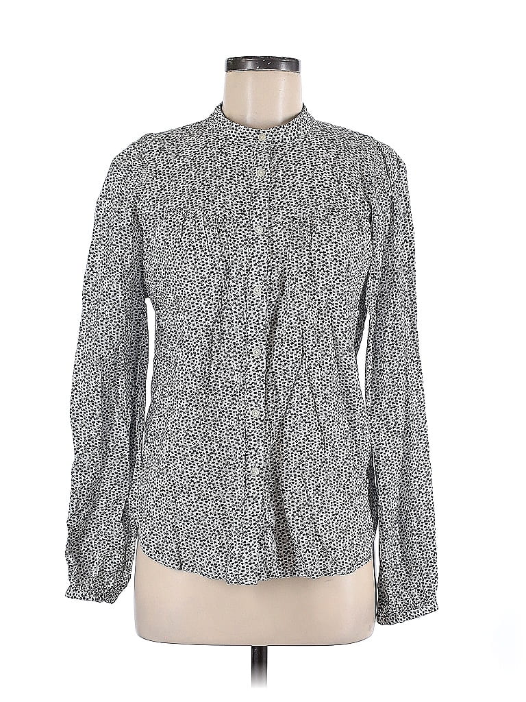 Ann Taylor LOFT Marled Gray Long Sleeve Button-Down Shirt Size M - photo 1