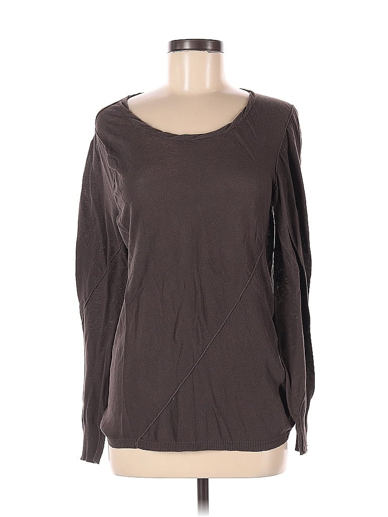 J.Crew Collection 100% Cotton Solid Brown Gray Long Sleeve Top Size L ...