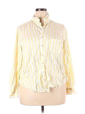 Wide Neck Buttoned Top Yellow