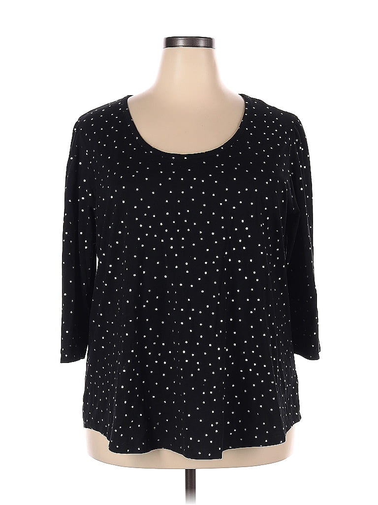 Lane Bryant Polka Dots Black 3/4 Sleeve T-Shirt Size 22 (Plus) - 50% ...
