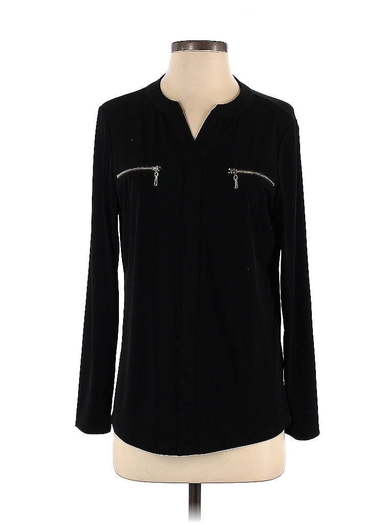 Susan Graver Solid Black Long Sleeve Blouse Size S 54 Off Thredup