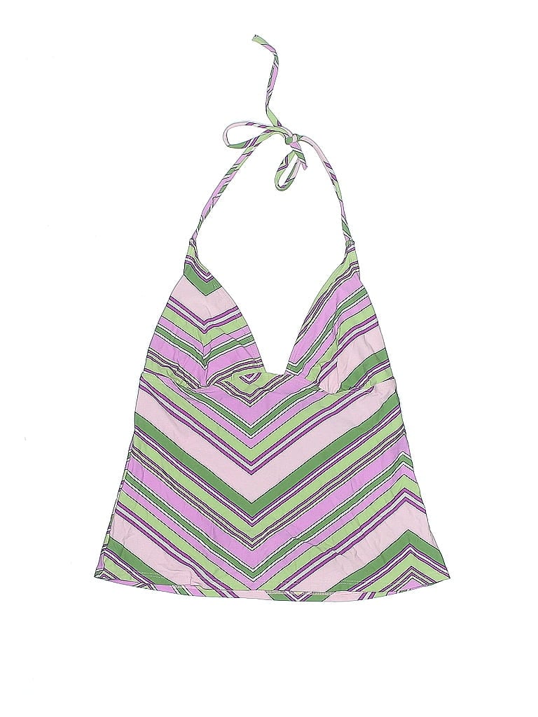 DKNY Chevron-herringbone Chevron Stripes Purple Swimsuit Top Size M - photo 1