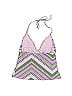 DKNY Chevron-herringbone Chevron Stripes Purple Swimsuit Top Size M - photo 2