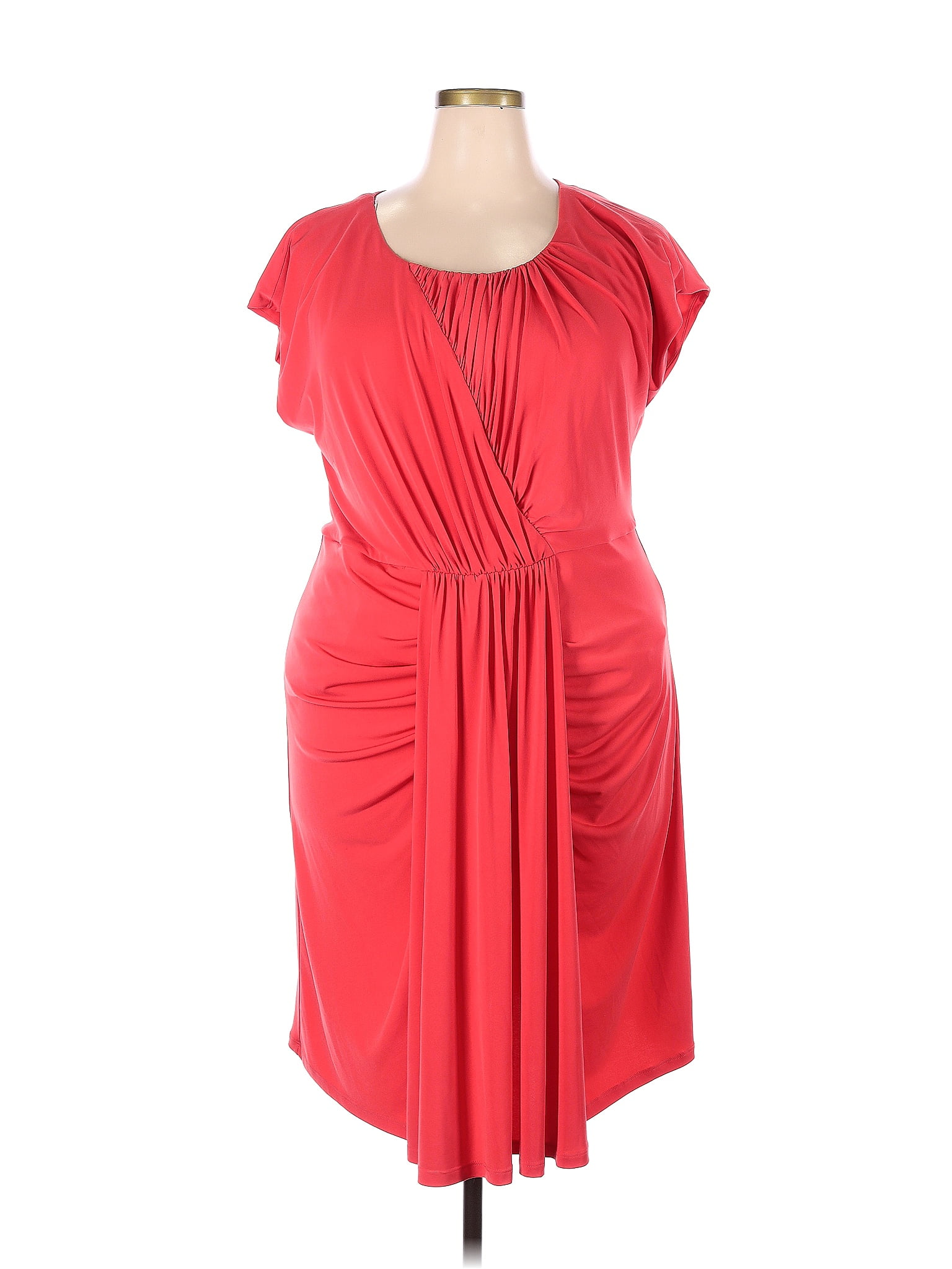 Suzi Chin For Maggy Boutique 100 Polyester Red Casual Dress Size 18