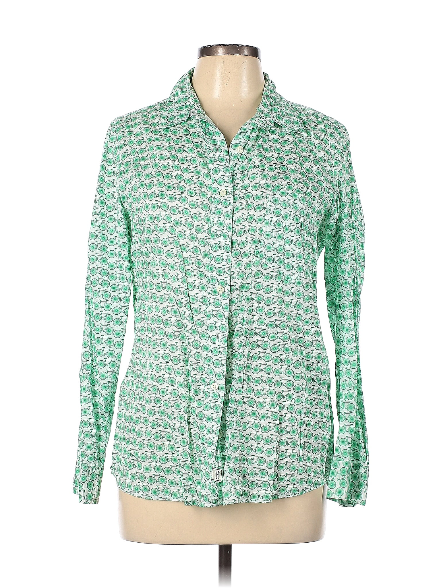 Gap Graphic Green Long Sleeve Button Down Shirt Size L 74 Off Thredup