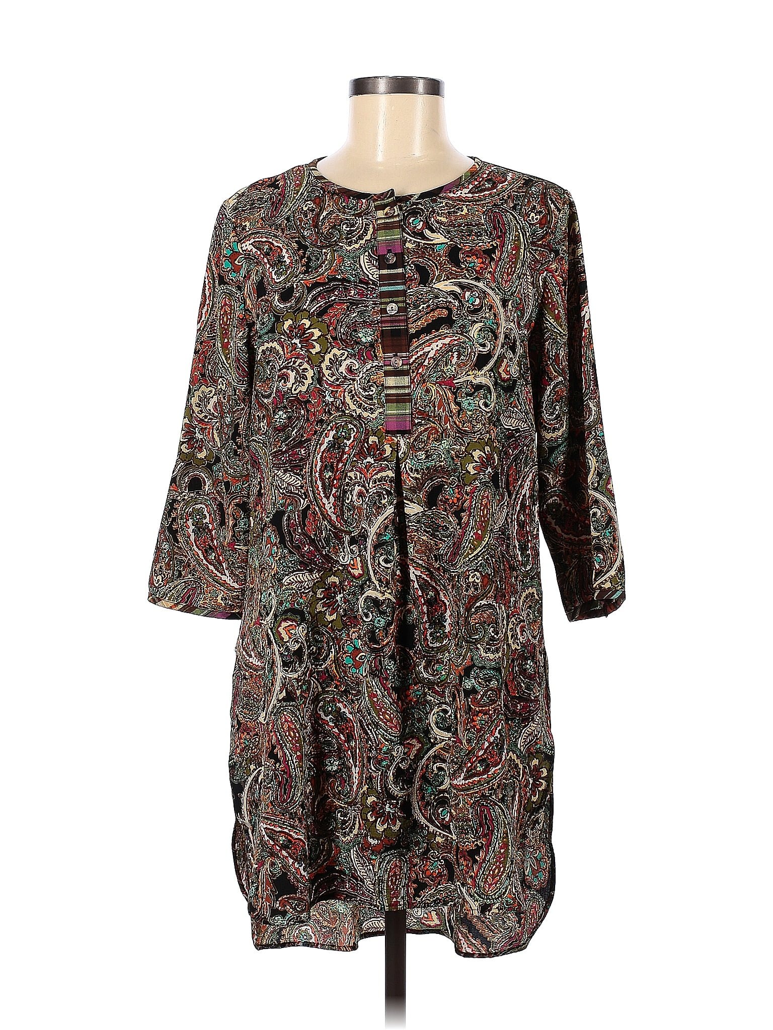 Fig And Flower Paisley Multi Color Gray Casual Dress Size M 52 Off