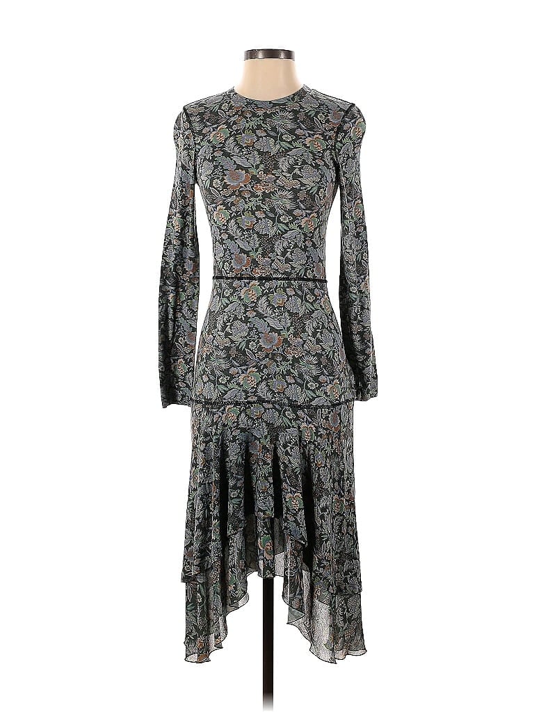 See By Chloé Floral Motif Paisley Floral Gray Green Multi Green Floral Dress Size S - photo 1