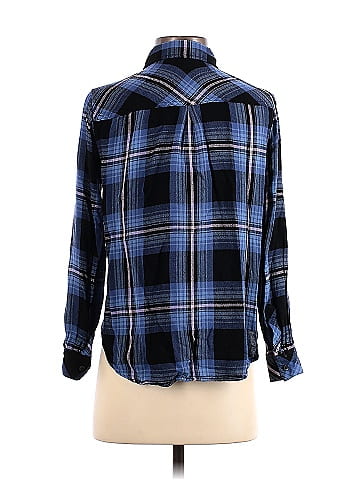 Rails Plaid Button Down Blue shops Black White Rayon Shirt Size S