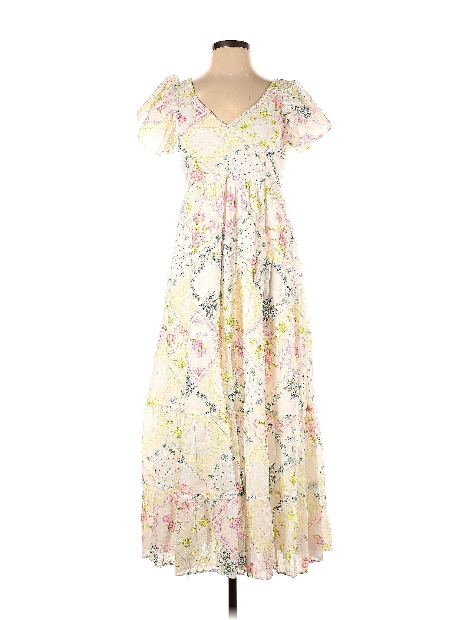 LoveShackFancy Floral Multi Color Ivory Casual Dress Size S - 46% off ...