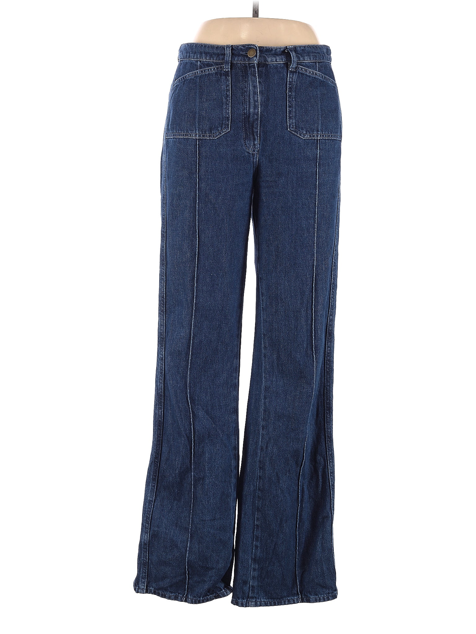 Iris & Ink 100% Cotton Solid Blue Jeans Size 14 - 81% off | thredUP