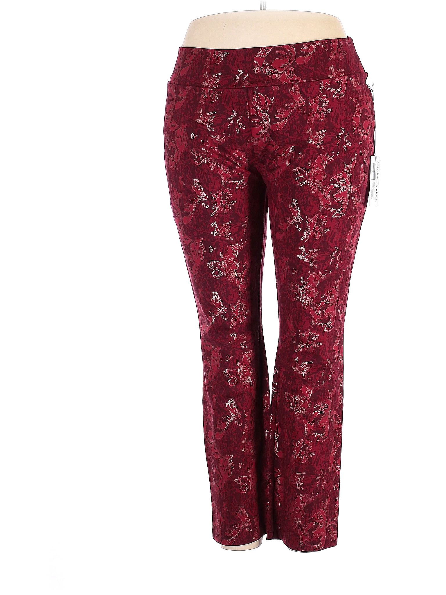 Soft Surroundings Floral Maroon Red Dress Pants Size 2X (Plus) - 67% ...