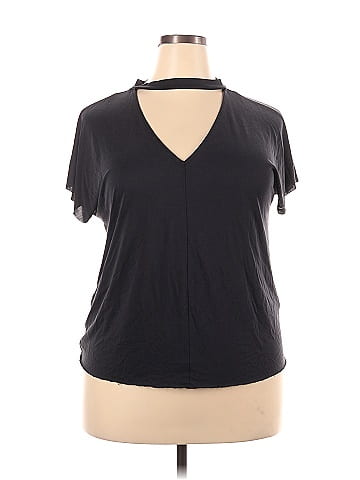 Lucky Brand Solid Gray Black Short Sleeve Top Size XL - 65% off
