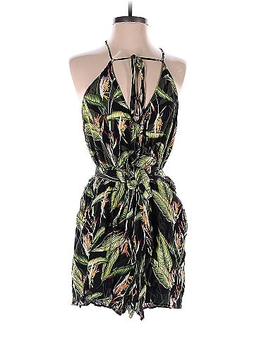 BCBGMAXAZRIA 100 Rayon Multi Color Green Romper Size M 84 off