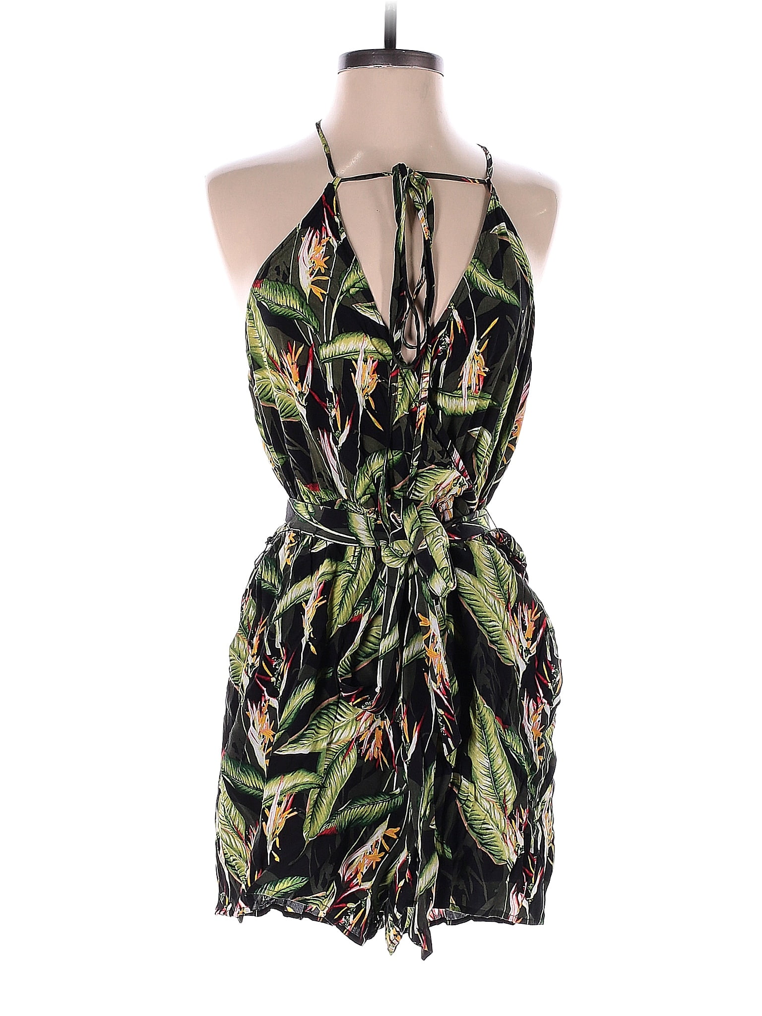 BCBGMAXAZRIA 100 Rayon Multi Color Green Romper Size M 84 off