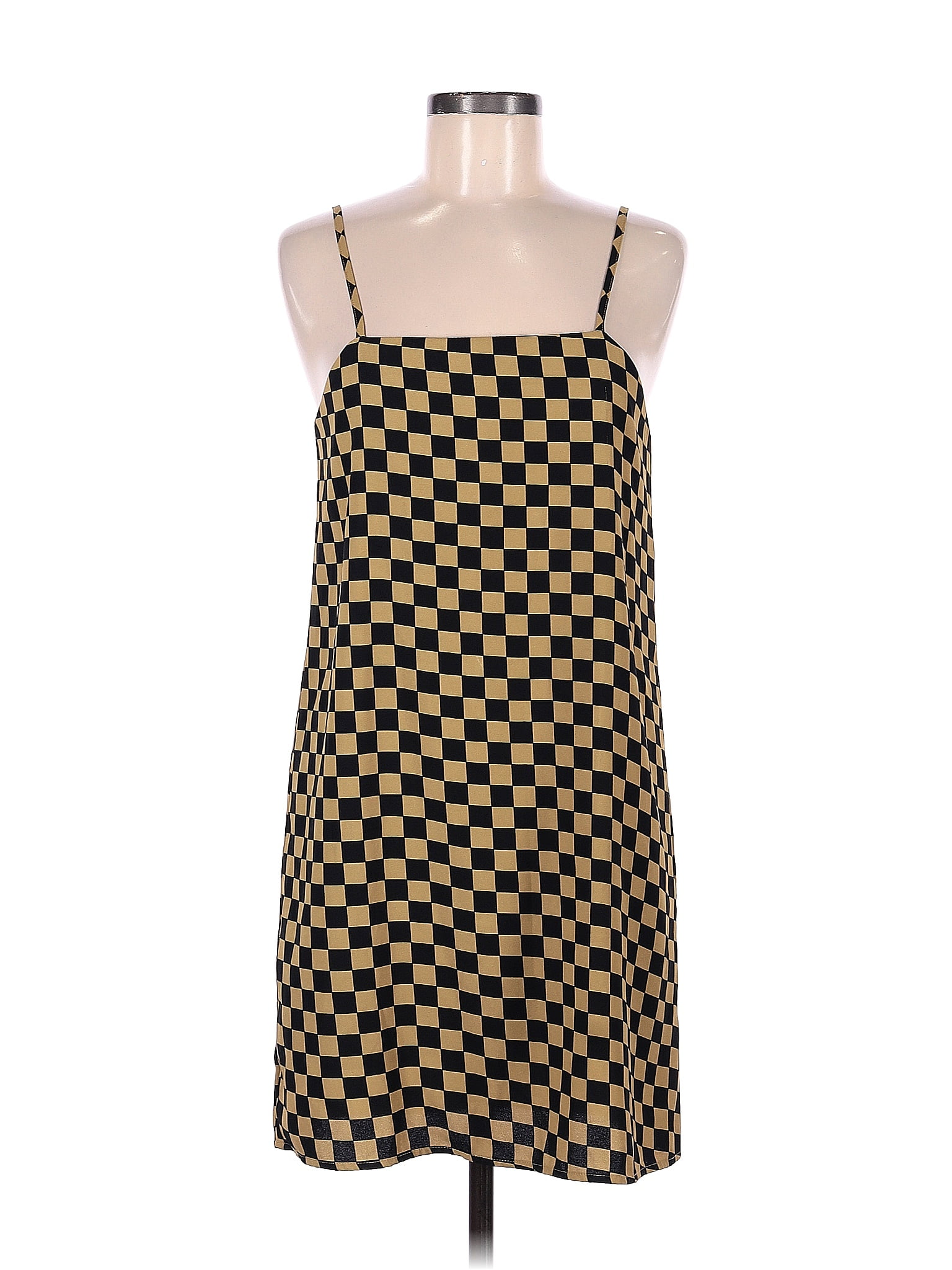 Cider Checkeredgingham Multi Color Brown Casual Dress Size M 70 off