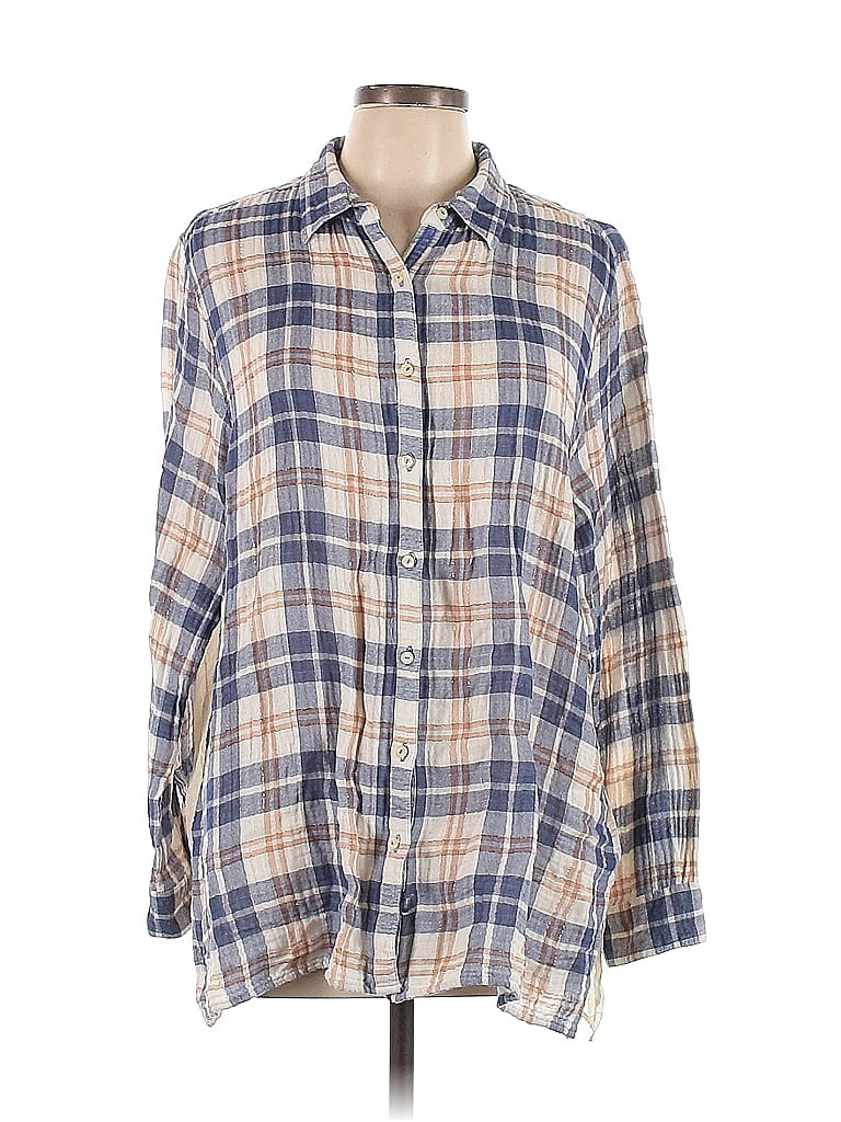 Johnny Was Plaid Blue Long Sleeve Button-Down Shirt Size XL - 69% off ...