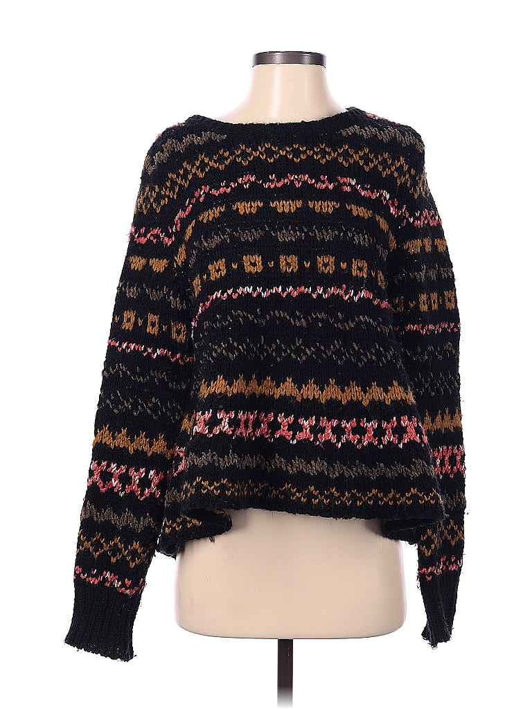 Free People Color Block Black Pullover Sweater Size S - 62% off | thredUP