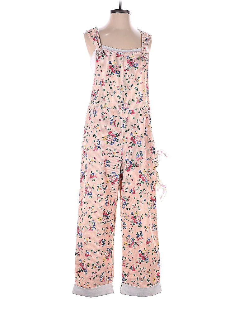 POL Cream Multi Pink Floral Overalls