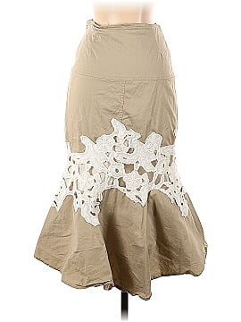 Derek Lam Collective Khaki Lace Detail Skirt (view 2)