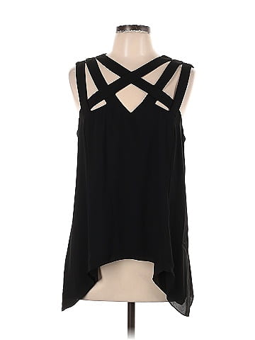 BCBGMAXAZRIA 100 Polyester Black Sleeveless Blouse Size L 79