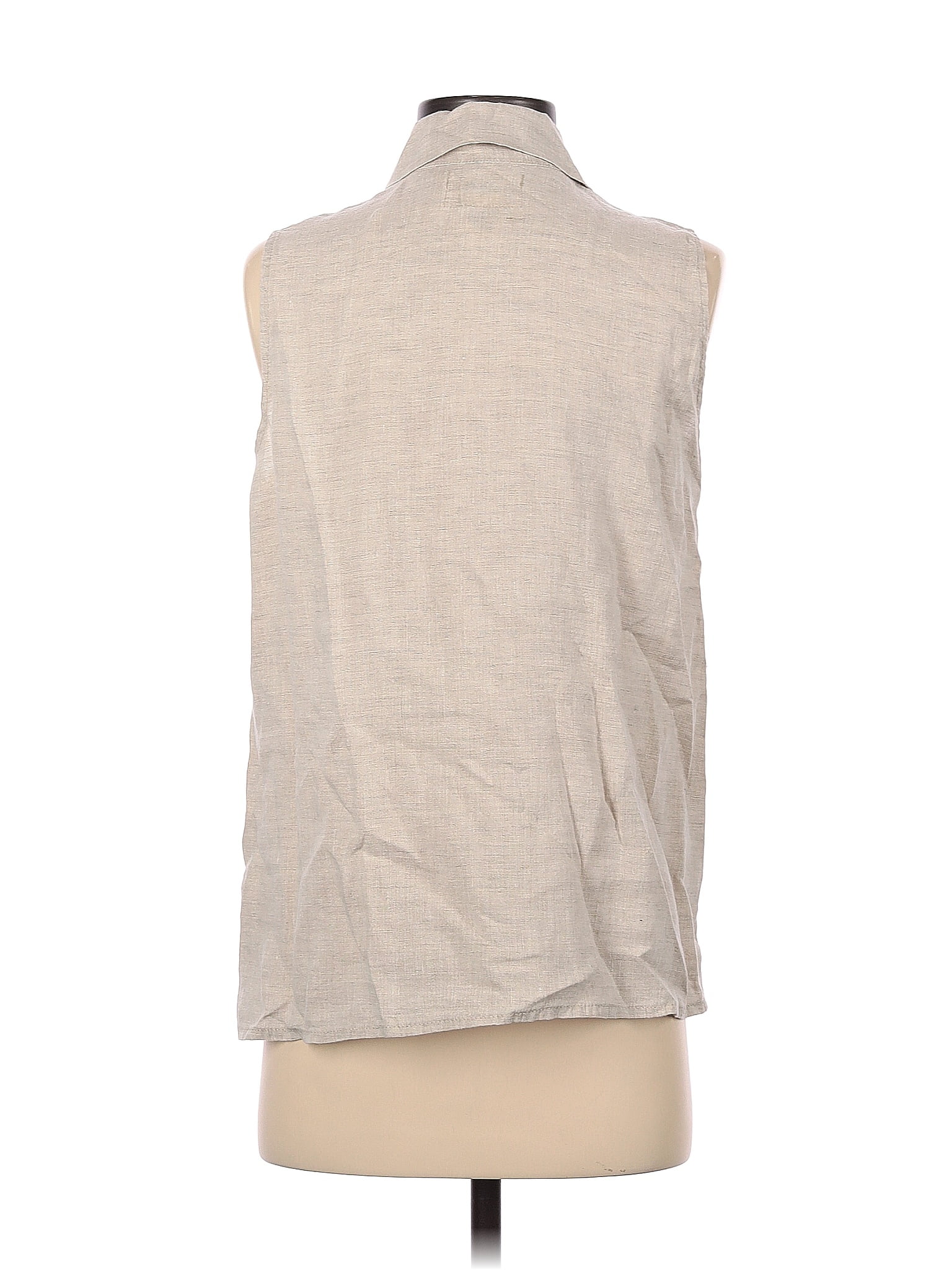 FLAX by Jeanne Engelhart 100% Linen Tan Gray Sleeveless Blouse Size S - 68%  off