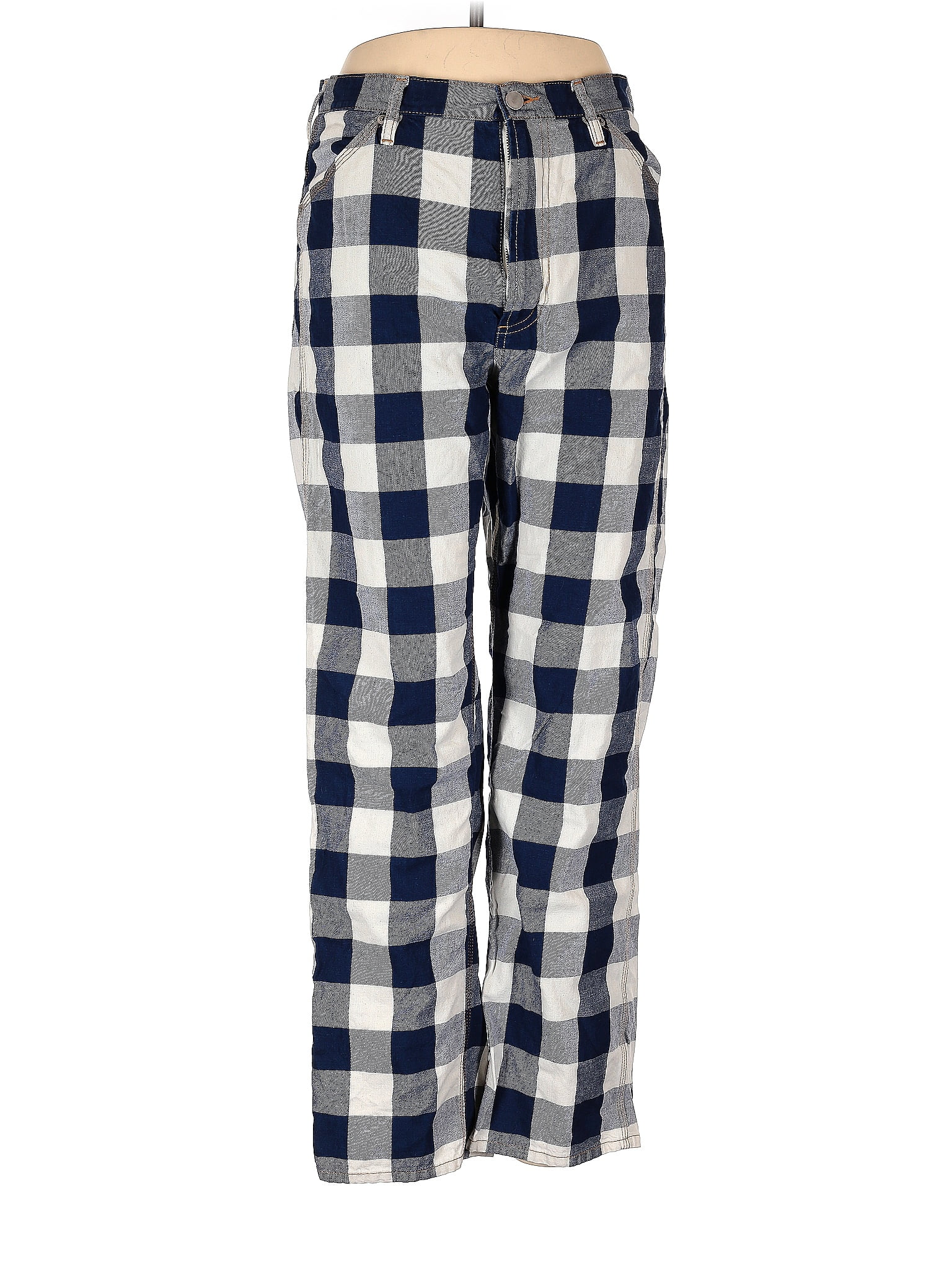Drawer wool Gingham check pleats Pants Bottoms 6514-236-1025 Blue white 34 main image 1