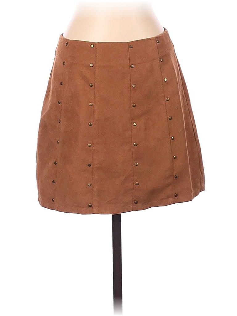 Re:named 100% Polyester Solid Tortoise Brown Casual Skirt Size S - photo 1