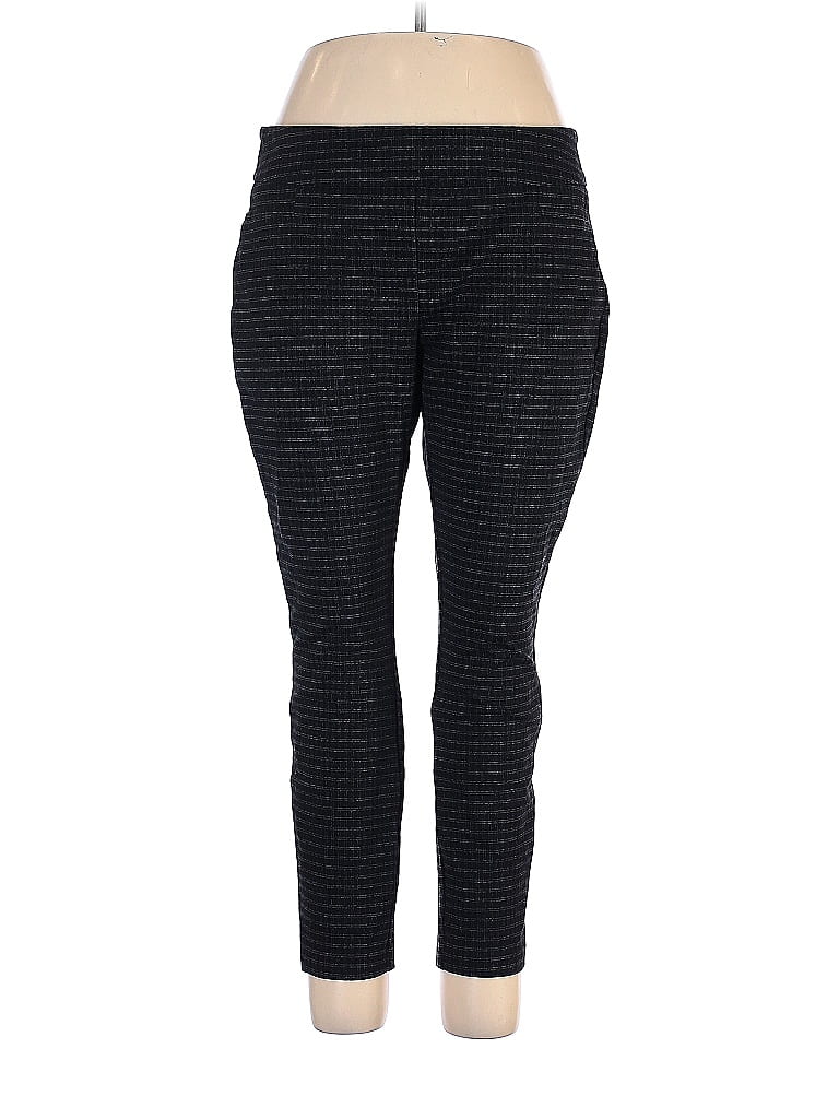 dalia Houndstooth Jacquard Marled Grid Tweed Chevron-herringbone Black Casual Pants Size XXL - photo 1