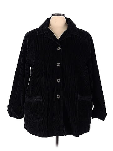J.Jill 100% Cotton Solid Black Jacket Size 4X (Plus) - 71% off