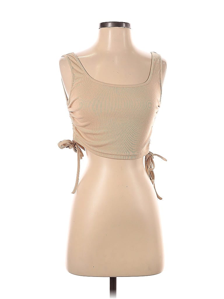 Pre-owned Shein Tank Top Tan Strapless Neckline Tops In Brown