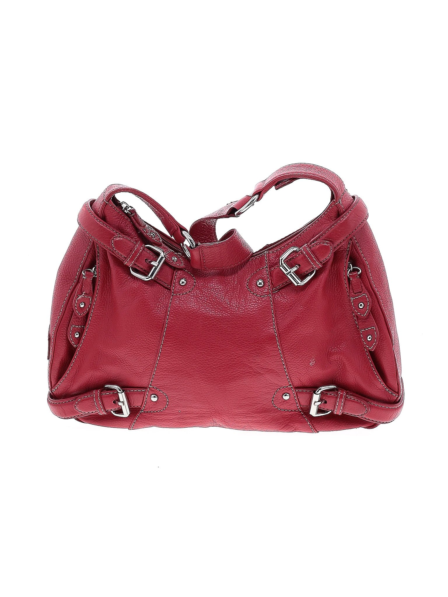 MAXX New York 100% Leather Solid Red Leather Shoulder Bag One Size - 69 ...