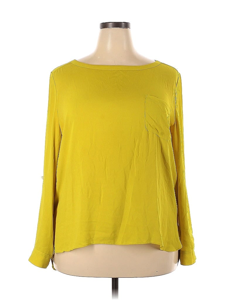 Ann Taylor LOFT 100% Polyester Yellow Long Sleeve Blouse Size XXL - photo 1