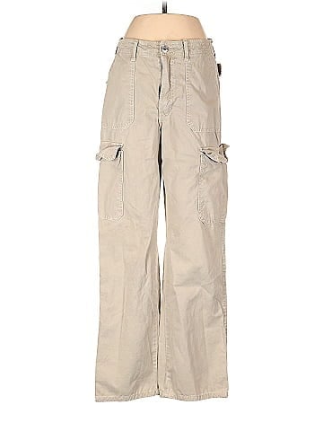 Zara 100% Cotton Solid Tan Cargo Pants Size 4 - 39% off