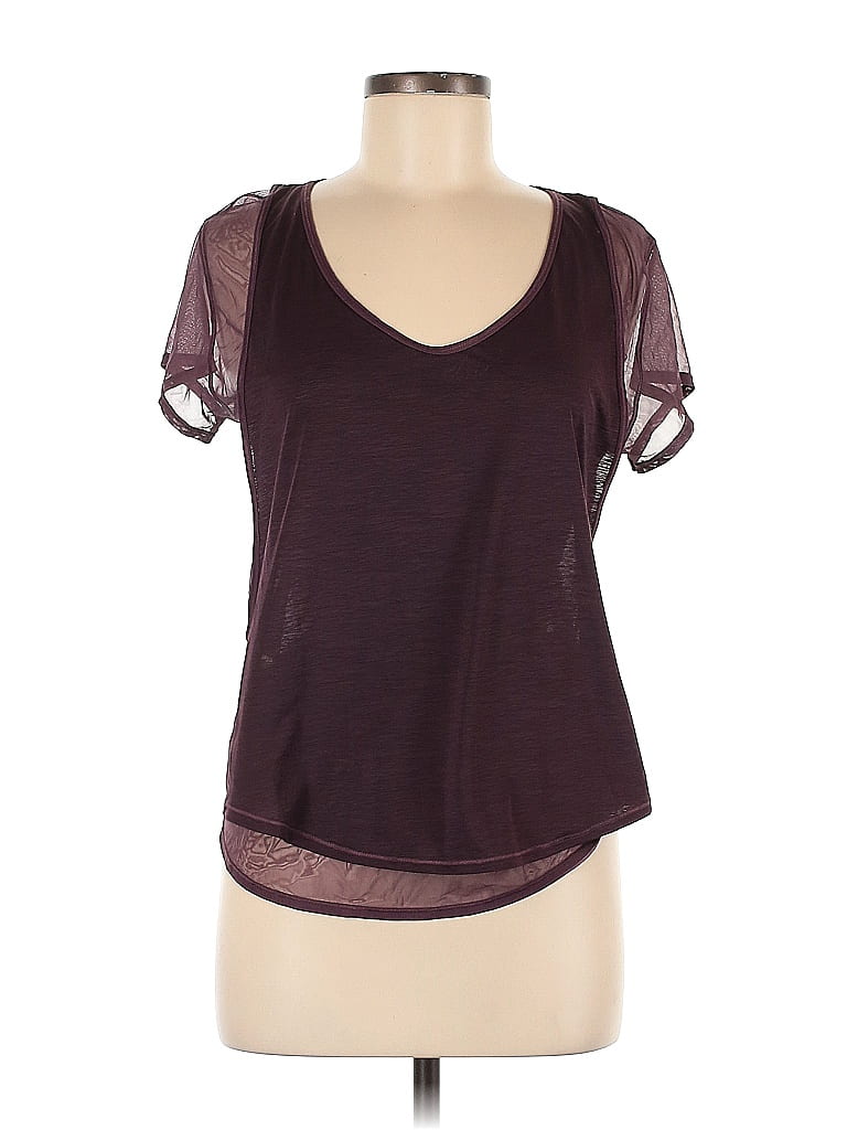 Lululemon Athletica Color Block Stripes Burgundy Active T-Shirt