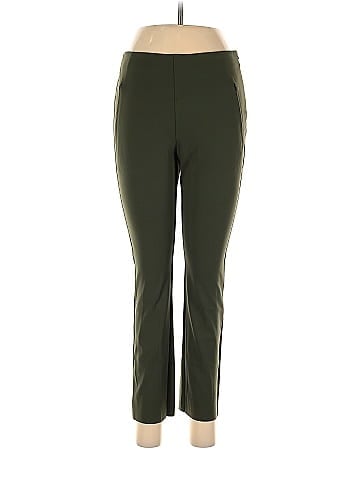 Casual Solid Straight Leg Dark Green Plus Size Pants (Women's)