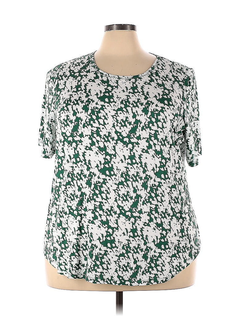 Lane Bryant Floral Green Short Sleeve T-Shirt Size 22 - 24 Plus (Plus ...