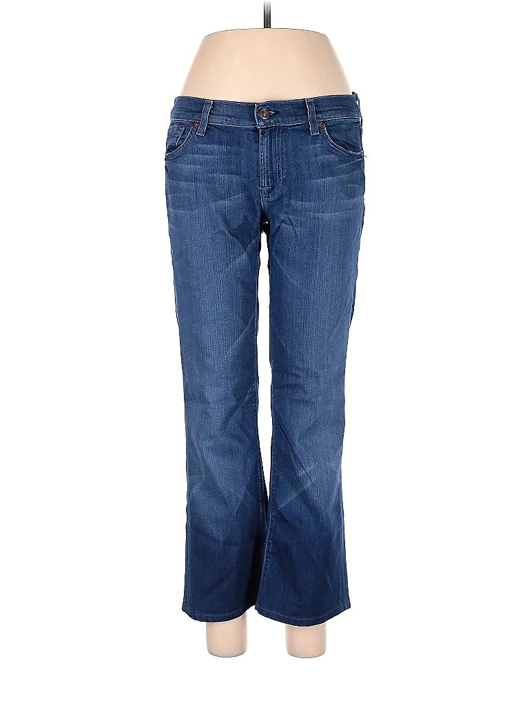 7 For All Mankind Solid Blue Jeans 29 Waist - 77% off | thredUP