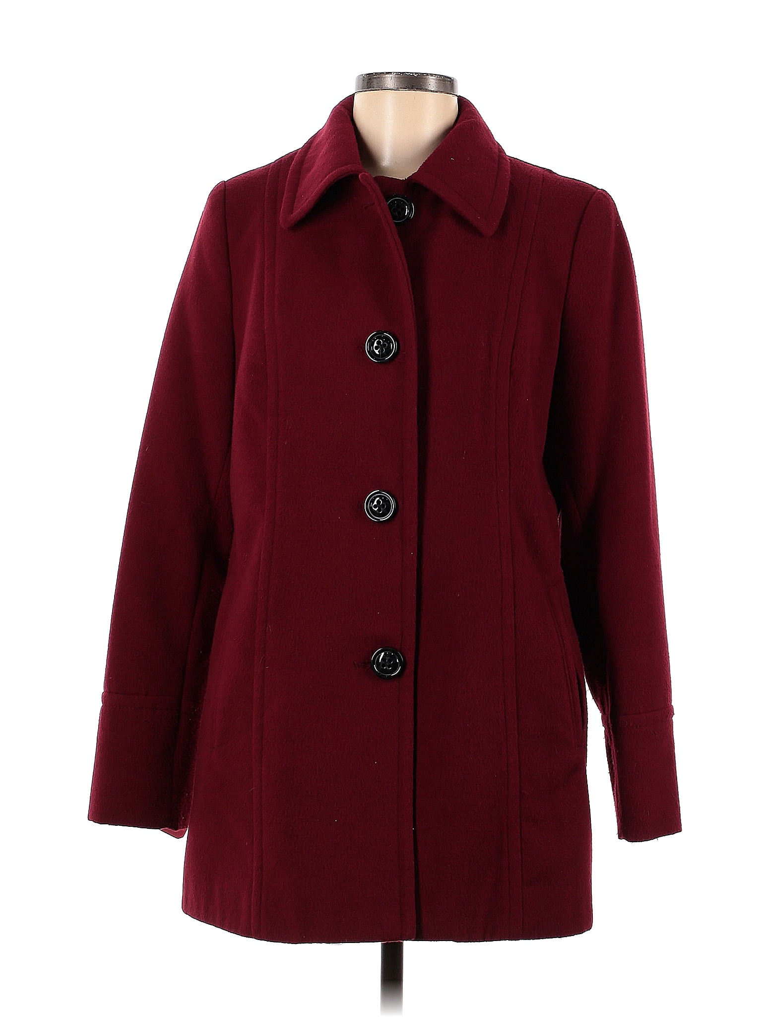 Liz Claiborne Solid Maroon Burgundy Coat Size M - 65% off | thredUP