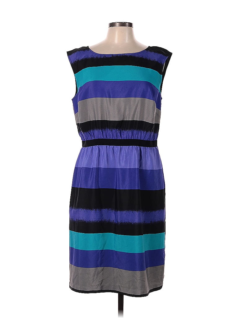 Ann Taylor LOFT Outlet 100% Polyester Stripes Multi Color Blue Casual ...