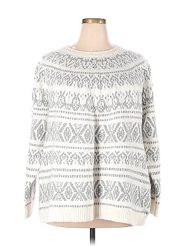 J.Jill Color Block White Pullover Sweater Size 3X (Plus) - 57% off