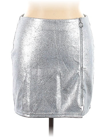 Forever 21 Solid Metallic Silver Formal Skirt Size 0X Plus 40