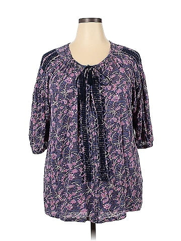 Lucky Brand Paisley Purple Short Sleeve Top Size 3X (Plus) - 64% off
